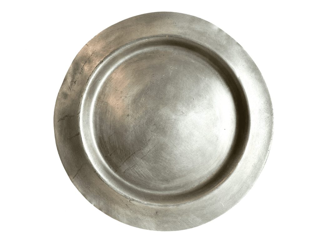 Antique French Pewter Dinner Plate tray charger platter serving lap table wall pub display bashed bruised bent c1900’s