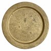Vintage Moroccan Arabian Brass Circular Tray Arabic Script Plate Dish Charger Serving Wall Hanging Display circa 1970-80's