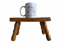 Alternative view of Vintage French Bench Stool Small Tiny Table Wooden Wood Chair Seat Side Stand Flower Pot Display Shelf Prop c1970-80's