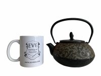 Alternative view of Vintage Japanese Asian Import Heavy Iron Stove Top Metal Small Tea Pot Kettle Bottle Flask Display c1960-70's