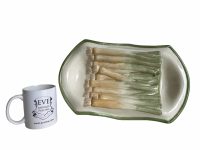 Alternative view of Vintage Portugese Ceramic Green Leek Decorative Serving Bowl Dish Platter Plate Display c1960-70's