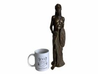 Alternative view of Vintage African Massai Figurine Resin With Shield Damaged Repaired Primitive Art Model Sculpture c1980-90's