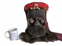 Alternative view of Vintage African Medium Wooden Bearded Bust Mask Wall Shell Decor Carved Statue Carving Sculpture Wood Tribal Art c1960-70's