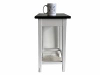 Vintage French Stool Wooden Wood White Black Painted Kitchen Chair Seat Table Tarnish Patina Dusty Worn Wear circa 1980-90's