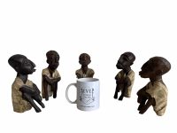 Alternative view of Vintage African Wooden Brown Natural Wood Figurine Sitting Ornament Tribal Carving Statue Display Collection c1960-70's