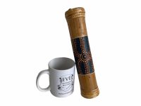 Alternative view of Vintage Australian Bamboo Wood Wooden Flask Container Carrier Purse Ornament Sculpture Carving Aboriginal Art Ethnic c1990's