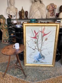 Vintage Dutch Large Framed Ruud Verkerk Art Print Of A Chinese Vase Shell Flower In Frame Wall Decor c1980’s / EVE 2