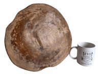 Alternative view of Vintage French Chunky Heavy Strong Stool Table Wooden Wood Seat Side Stand Flower Pot Ornament Small Display c1970-80's