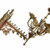 Vintage French Gold Coloured Metal Wall Hanging Regal Candle Candlestick Stick Candelabra Pedestal Stand Decor c1920-40's