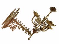 Vintage French Gold Coloured Metal Wall Hanging Regal Candle Candlestick Stick Candelabra Pedestal Stand Decor c1920-40's