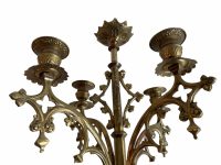 Alternative view of Vintage French Gold Coloured Metal Wall Hanging Regal Candle Candlestick Stick Candelabra Pedestal Stand Decor c1920-40's