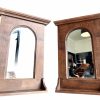 Vintage French Wall Mirror Wooden Wood Hanging Small With Shelf Hallway Kitchen Dark Brown Oval Shaped circa 1970-80's