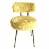 Vintage French Bronze Metal Padded Cushioned Fluffy Yellow Stool Chair Stand Display Rest Plinth Seating c1960-70's