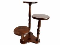 Vintage Taiwanese Wooden Wood Flower Pot Stand Triple Display Shelf Prop Look Plinth Flower Plant circa 1980-90's
