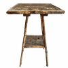 Antique Asian Bamboo Wooden Brown Natural Wood Small Shelf Shelving Side Table Stand Display Plinth Prop circa 1940-1950's