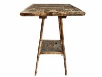 Antique Asian Bamboo Wooden Brown Natural Wood Small Shelf Shelving Side Table Stand Display Plinth Prop circa 1940-1950's