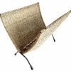 Vintage French Magazine Newspaper Rack Stand Store Storage Wooden Woven String Raffia Wicker Magazine Side circa 1990-00's