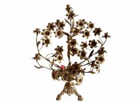 Vintage French Gold Coloured Metal Altar Table Standing Regal Candle Candlestick Stick Candelabra Pedestal Stand c1940-50's