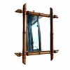 Vintage French Wooden Wood Bamboo Look Wall Hanging Mirror Wood Glass Decorative Bathroom Cloakroom Hallway circa 1950-60's