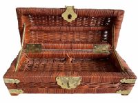 Alternative view of Vintage Chinese Small Woven Wicker Jewellery Trinket Craft Storage Box Coffer Treasure Chest c1980-90's