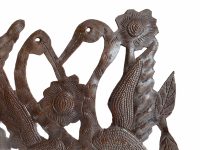 Alternative view of Vintage French Folk Art Fantasy Metal Stork Heron Bird In Sunflowers Figurine Ornament Decor Design Wall Hanging c1960-70's