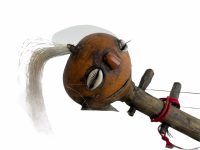 Alternative view of Vintage African Decorative Banjo Guitar Percussion Musical Instrument Sea Shell Gourd Calabas Cowry circa 1990's