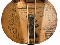 Alternative view of Vintage African Decorative Banjo Guitar Percussion Musical Instrument Sea Shell Gourd Calabas Cowry circa 1990's