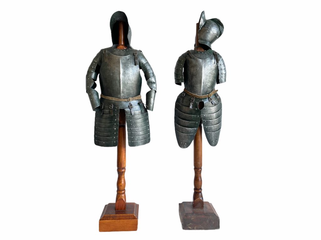 Vintage French Reproduction Knights Armour Figurine On Stands Ornament Knight Armoury Middle Ages c1980’s
