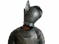 Alternative view of Vintage French Reproduction Knights Armour Figurine On Stands Ornament Knight Armoury Middle Ages c1980's