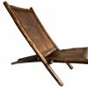 Vintage Asian Bamboo Deck Chair Sun Lounger Natural Weathered Chaise Longue Foldable Beach Garden Carry On circa 1980-90's