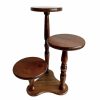 Vintage Taiwanese Wooden Wood Flower Pot Stand Triple Display Shelf Prop Look Plinth Flower Plant circa 1980-90's
