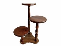Vintage Taiwanese Wooden Wood Flower Pot Stand Triple Display Shelf Prop Look Plinth Flower Plant circa 1980-90's