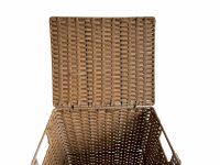 Alternative view of Vintage French Laundry Bedding Woven String On Metal Frame Basket storage display presentation bathroom bedroom furniture circa 1990's