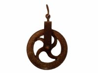 Antique French Large Well Barn Pulley Wheel industrial agricultural tool historical farm machinary circa 1910-30's