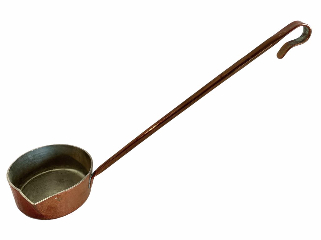 Vintage French Villedieu Les Poelles Copper Ladle hanging fireplace cooking heating standing stew water flower pot c1970’s