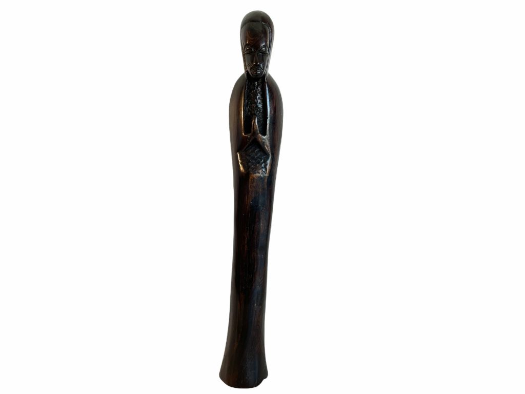 Vintage African Tall Figurine Statue Primitive Art Carving Wooden Wood Ornament Decorative Display circa 1980-90’s