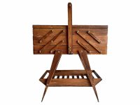 Vintage French Knitting Sewing Craft Needlecraft Craft Baskets Folding Table Storage Box Chest Portable Container Toolbox c1970-80's / EVE