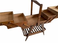 Alternative view of Vintage French Knitting Sewing Craft Needlecraft Craft Baskets Folding Table Storage Box Chest Portable Container Toolbox c1970-80's / EVE