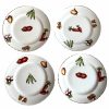 Vintage French Ceramic White Vegetable Saucer Set Of Four Serving Bowl Dish Lunch Sandwich Small Side Plate c1950's / EVE