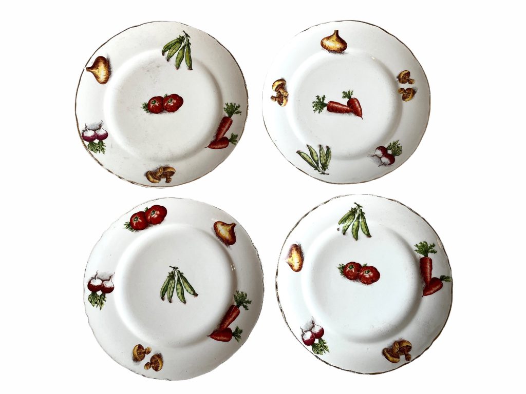 Vintage French Ceramic White Vegetable Saucer Set Of Four Serving Bowl Dish Lunch Sandwich Small Side Plate c1950’s / EVE