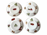 Vintage French Ceramic White Vegetable Saucer Set Of Four Serving Bowl Dish Lunch Sandwich Small Side Plate c1950's / EVE