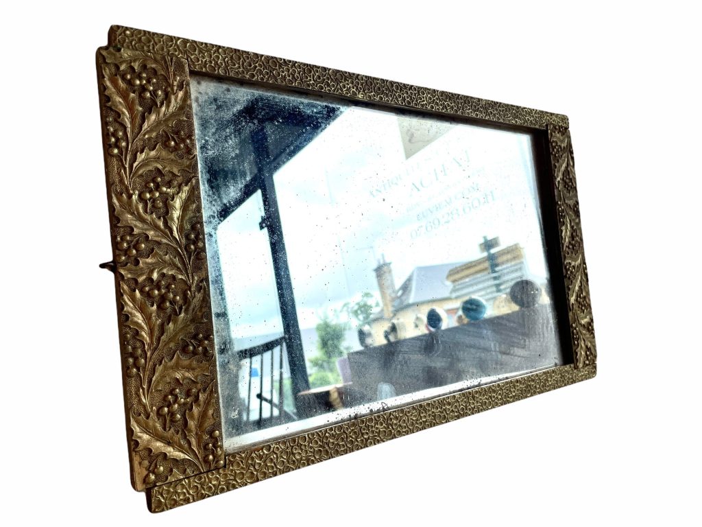 Vintage French Small Ornate Gold Painted Wooden Aged Wall Hanging Mirror Wood Gift Glass Mirror Decorative Cloakroom circa 1940-50’s / EVE