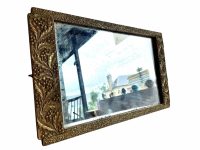 Vintage French Small Ornate Gold Painted Wooden Aged Wall Hanging Mirror Wood Gift Glass Mirror Decorative Cloakroom circa 1940-50's / EVE