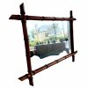 Vintage French Wooden Wood Bamboo Look Wall Hanging Mirror Wood Glass Decorative Bathroom Cloakroom Hallway circa 1930-40's / EVE