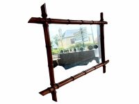 Vintage French Wooden Wood Bamboo Look Wall Hanging Mirror Wood Glass Decorative Bathroom Cloakroom Hallway circa 1930-40's / EVE