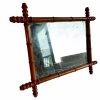 Vintage French Wooden Wood Bamboo Look Wall Hanging Mirror Wood Glass Decorative Bathroom Cloakroom Hallway circa 1930-40's / EVE