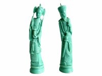 Vintage Chinese Jade Coloured Resin Figurines Lady Man Traditional Pair Ornaments Home Decor circa 1950's / EVE