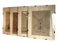 Vintage German Large Framed Print Wall Art Windmill Schematics Plans For Museum Exhibit print wallhanging circa 1960-70's / EVE