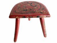 Vintage Stool French Traditional Rustic Rural D Wooden Brown Wood Small Stand Display Rest Plinth Seating Plant Pot c1940's / EVE