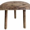 Vintage French Wooden Wood Milking Stool Chair Seat Kitchen Table Farm D Shaped Seat Plant Rest Stand Plinth c1950-60's / EVE